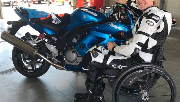 Claire Lomas and a Suzuki SV650